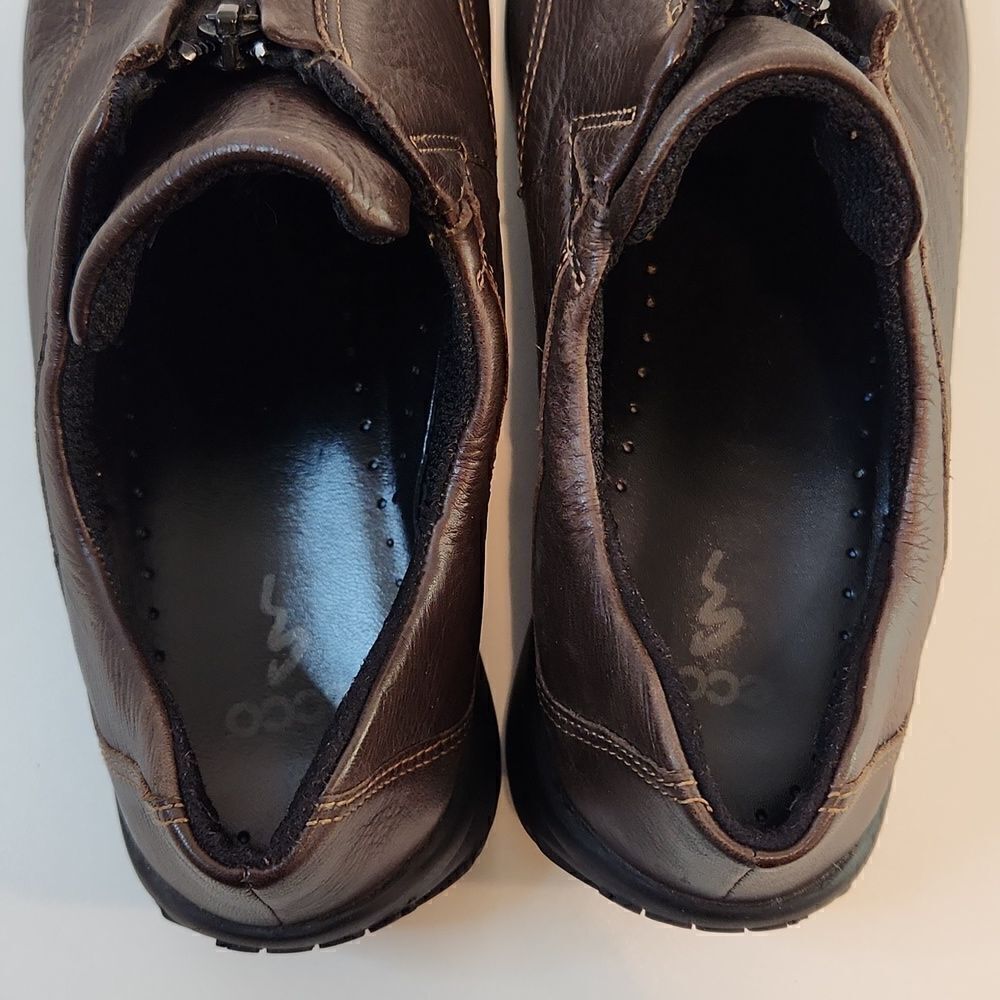 Ecco Leather Loafers Flats Comfort Shoes Brown Split Toe Zip Womens Sz 6 1/2 EUC - Picture 12 of 15